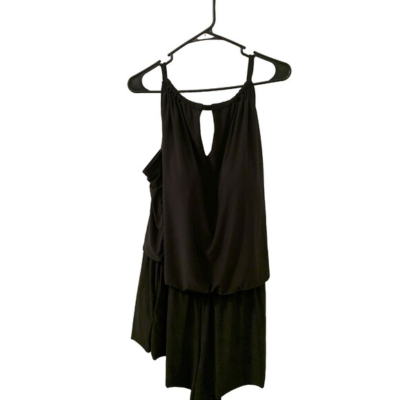 Aqua Other - Women's Black High Neck Swim Romper with Pockets One Piece Swimsuit Aqua Sz 24W